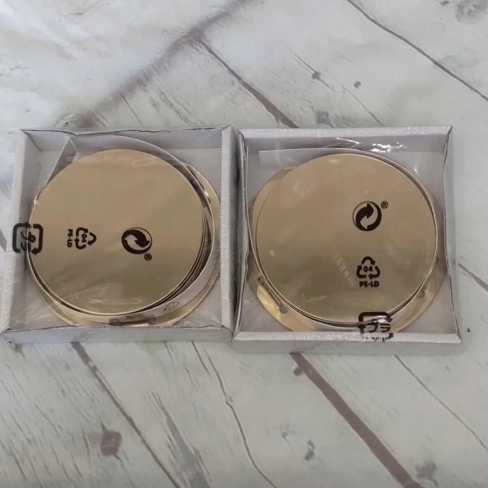 IKEA Glattis Gold Brass Two 6 Pack Coasters With Holder